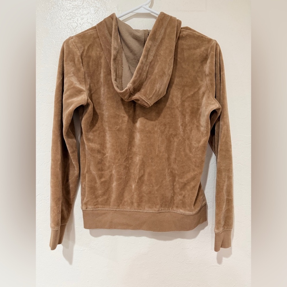 New York & Company Tan Beige Velour Full Zip Hoodie size XS Y2K - Picture 5 of 9